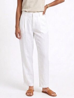 NWT Gap 6 Linen White High-Rise Wide Leg Pants Preppy Neutral Coastal Cottage